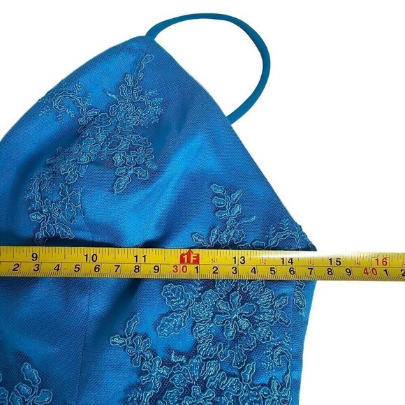 NBD Revolve Plunge V-Neck Lace Slip Cocktail Mini Dress Low Back Blue Small - Picture 8 of 12